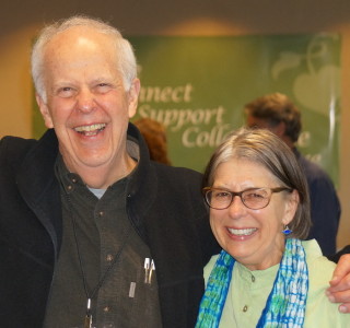 Caryl with Parker Palmer at the 2014 Courage Global Gathering, which Caryl co-facilitated