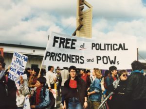 Patty and others protesting for prisoners' rights in San Francisco, Spring, 1988