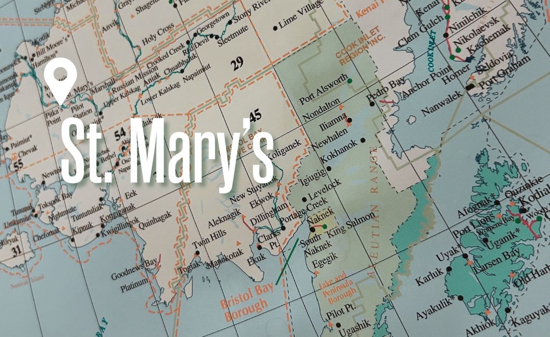 map of Alaska with St. Mary's highlighted